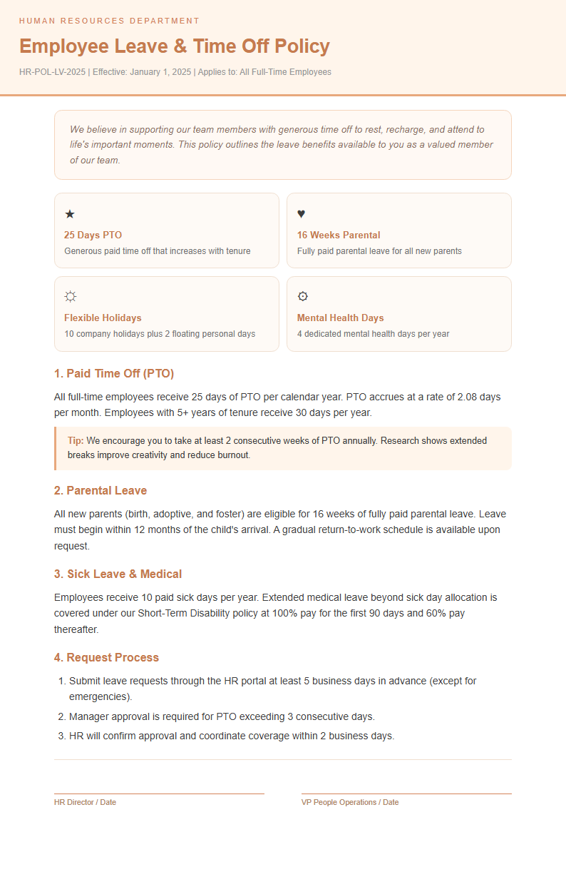 Soft HR policy with warm neutrals